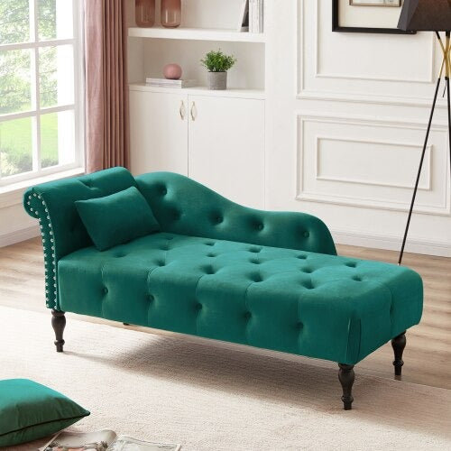 lixra Velvet Tufted Solid Wood Chaise Lounge
