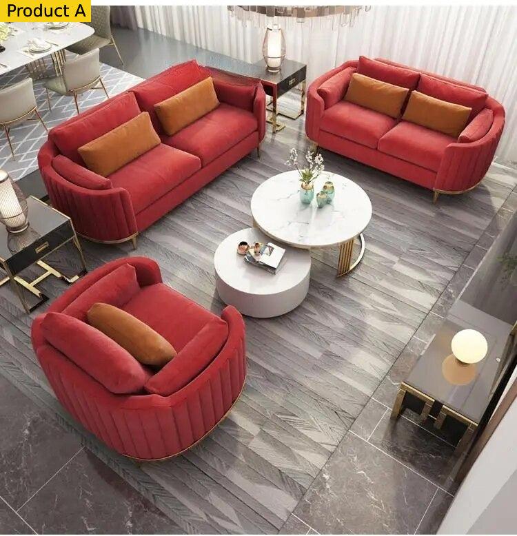 Lixra Velvet Upholstered Modern Sofa Set