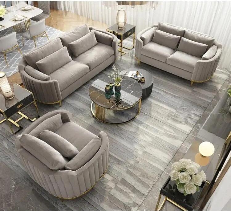 lixra Velvet Upholstered Modern Sofa Set