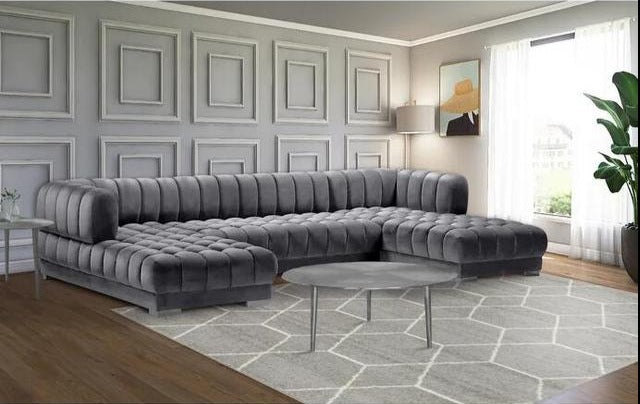 Lixra Velvet Upholstered Sectional Sofa Set