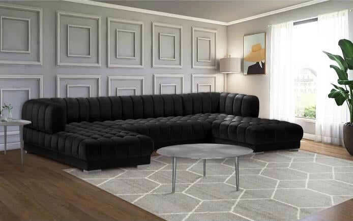 Lixra Velvet Upholstered Sectional Sofa Set