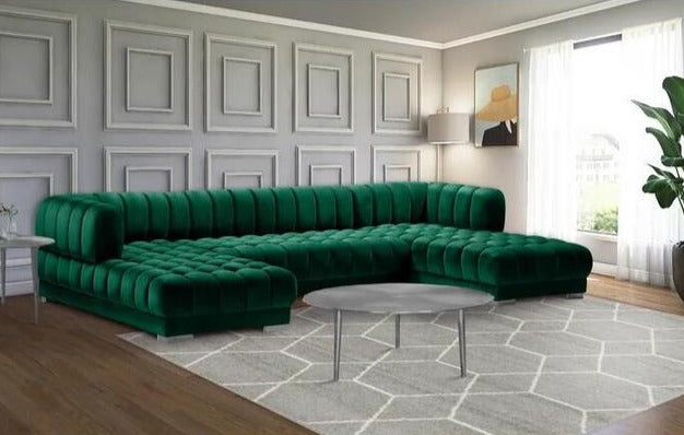 lixra Velvet Upholstered Sectional Sofa Set