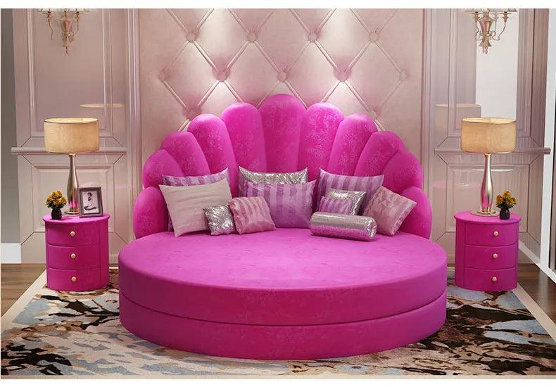 Lixra Waves Luxurious Velvet Round Bed