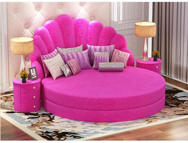 Lixra Waves Luxurious Velvet Round Bed