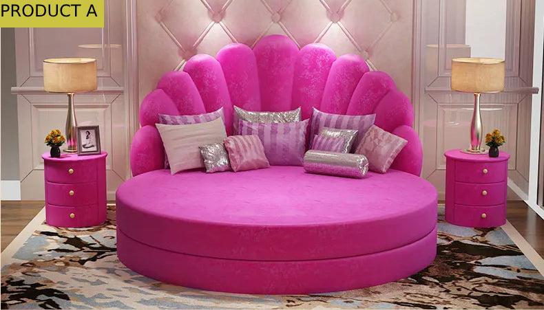 Lixra Waves Luxurious Velvet Round Bed