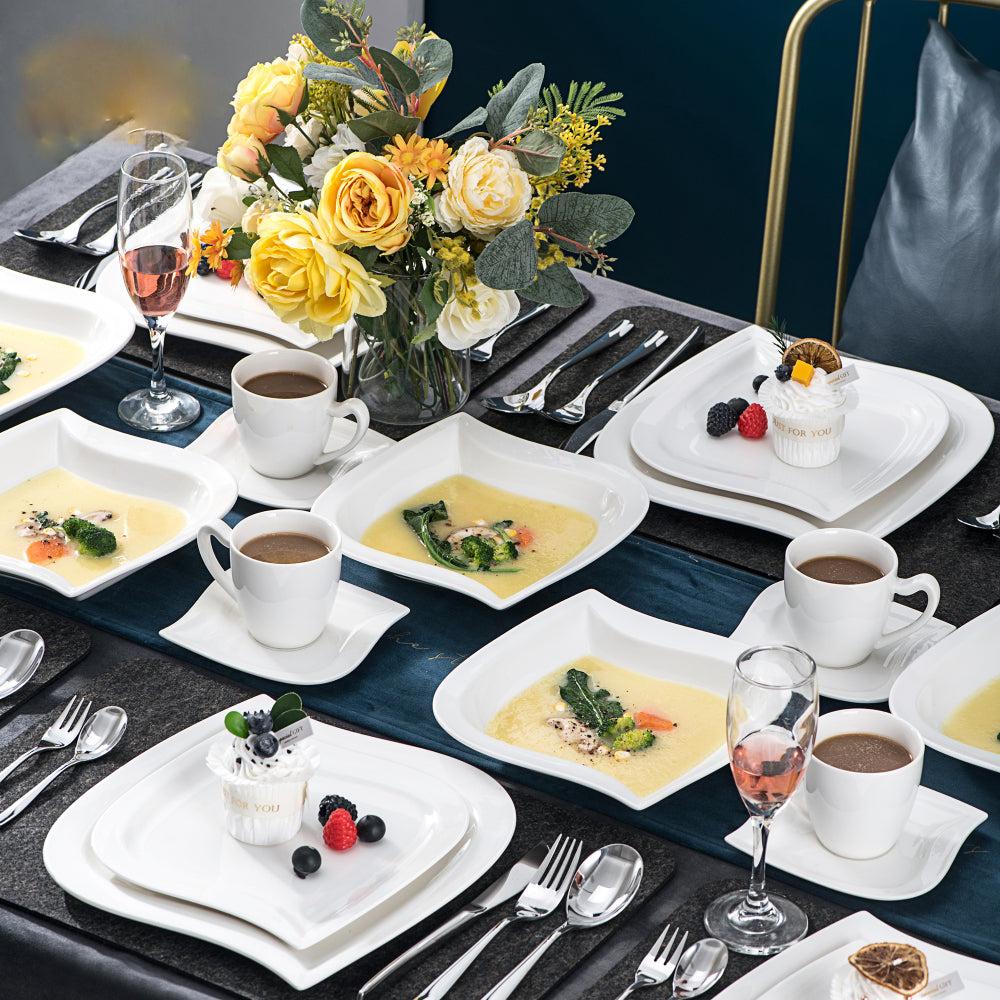 Lixra White Ceramic Resplendent Dinnerware Set