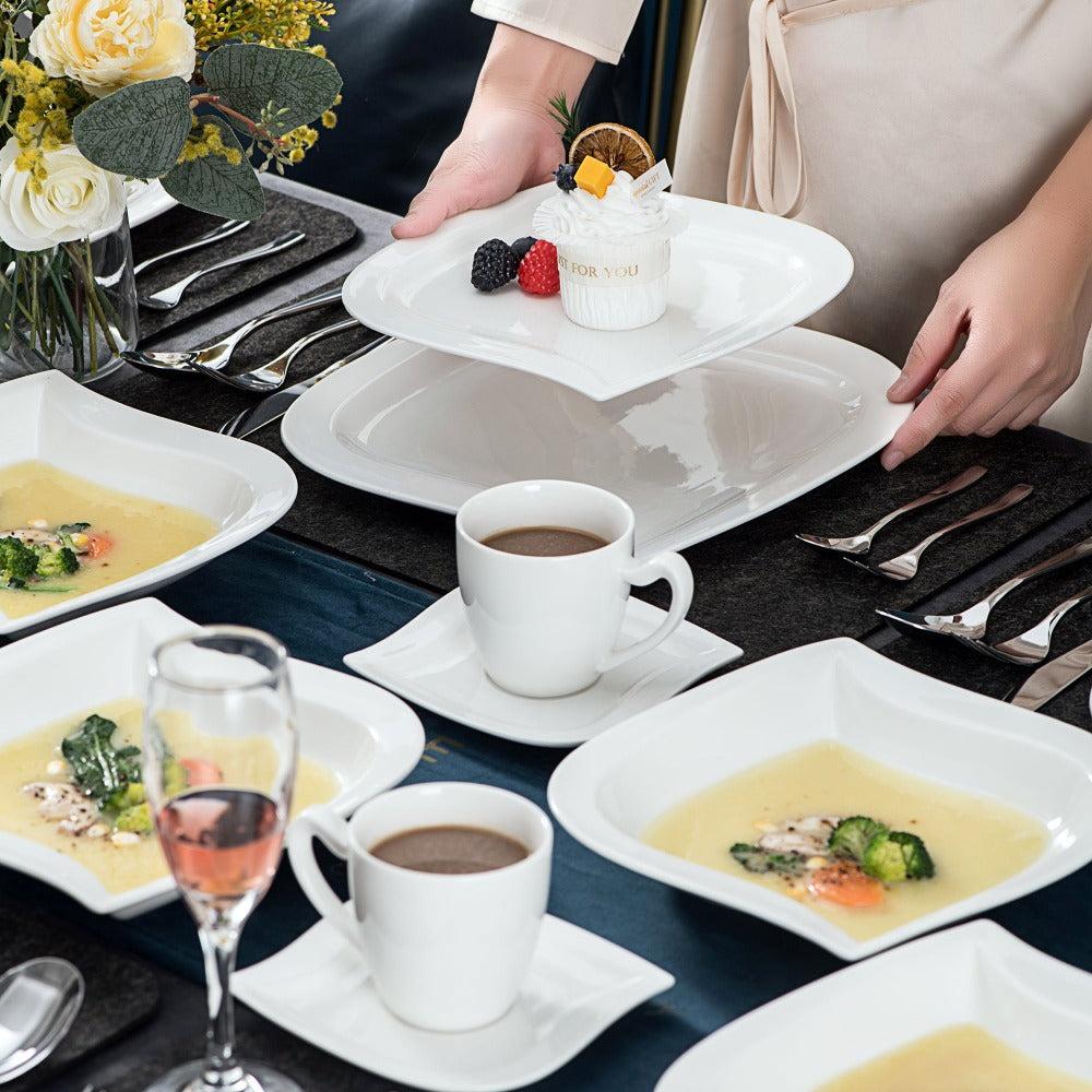 Lixra White Ceramic Resplendent Dinnerware Set