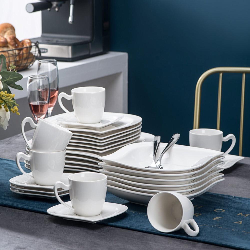 Lixra White Ceramic Resplendent Dinnerware Set