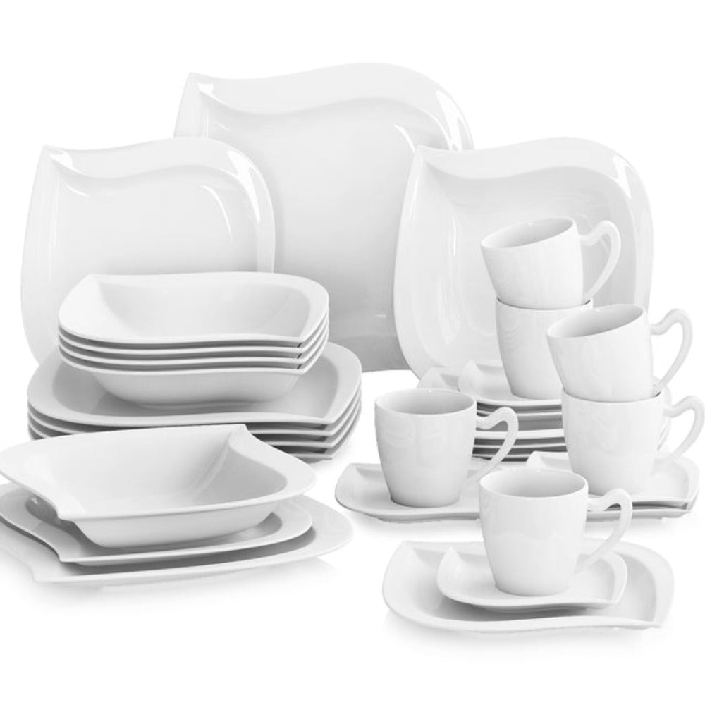 lixra White Ceramic Resplendent Dinnerware Set