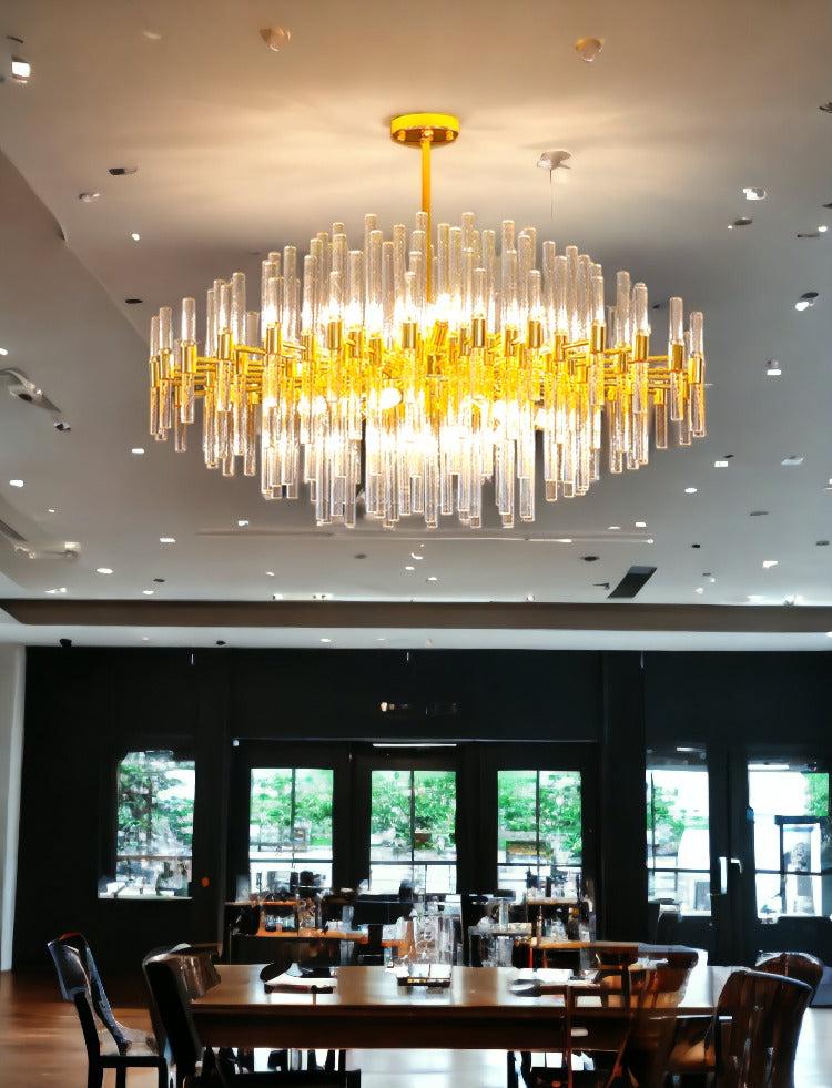Lixra White & Gold Gleamy Crystal Chandelier