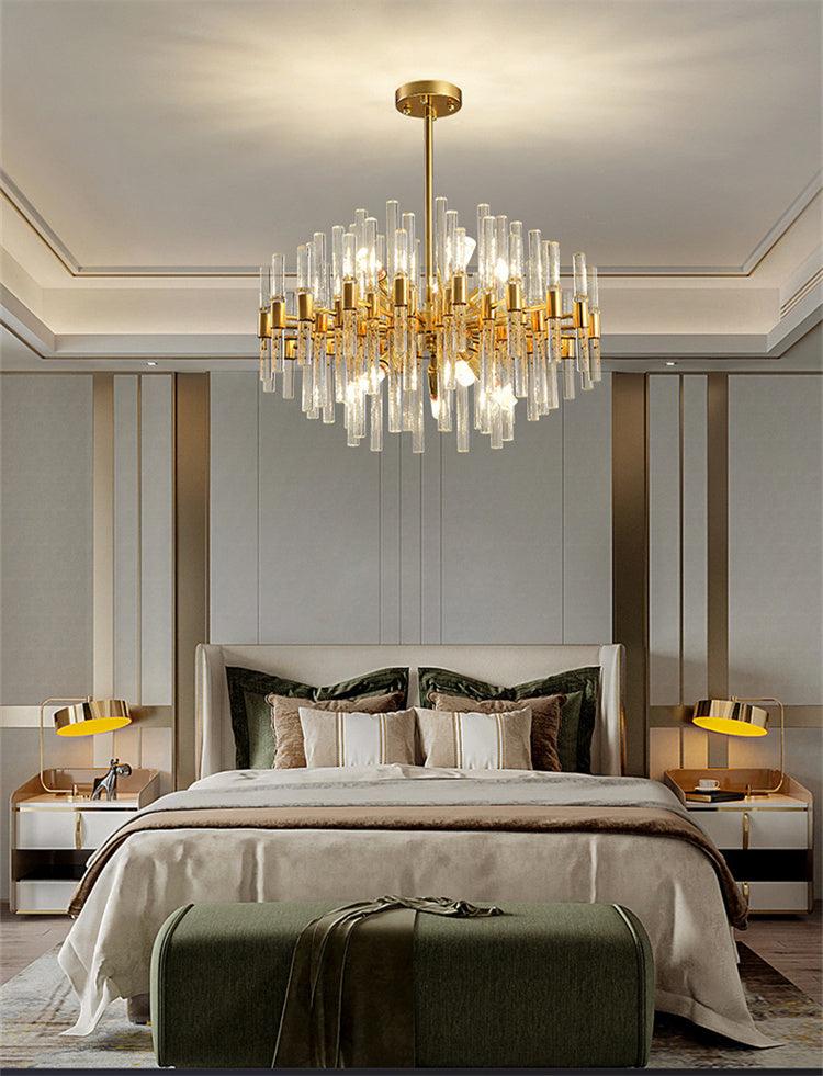 Lixra White & Gold Gleamy Crystal Chandelier