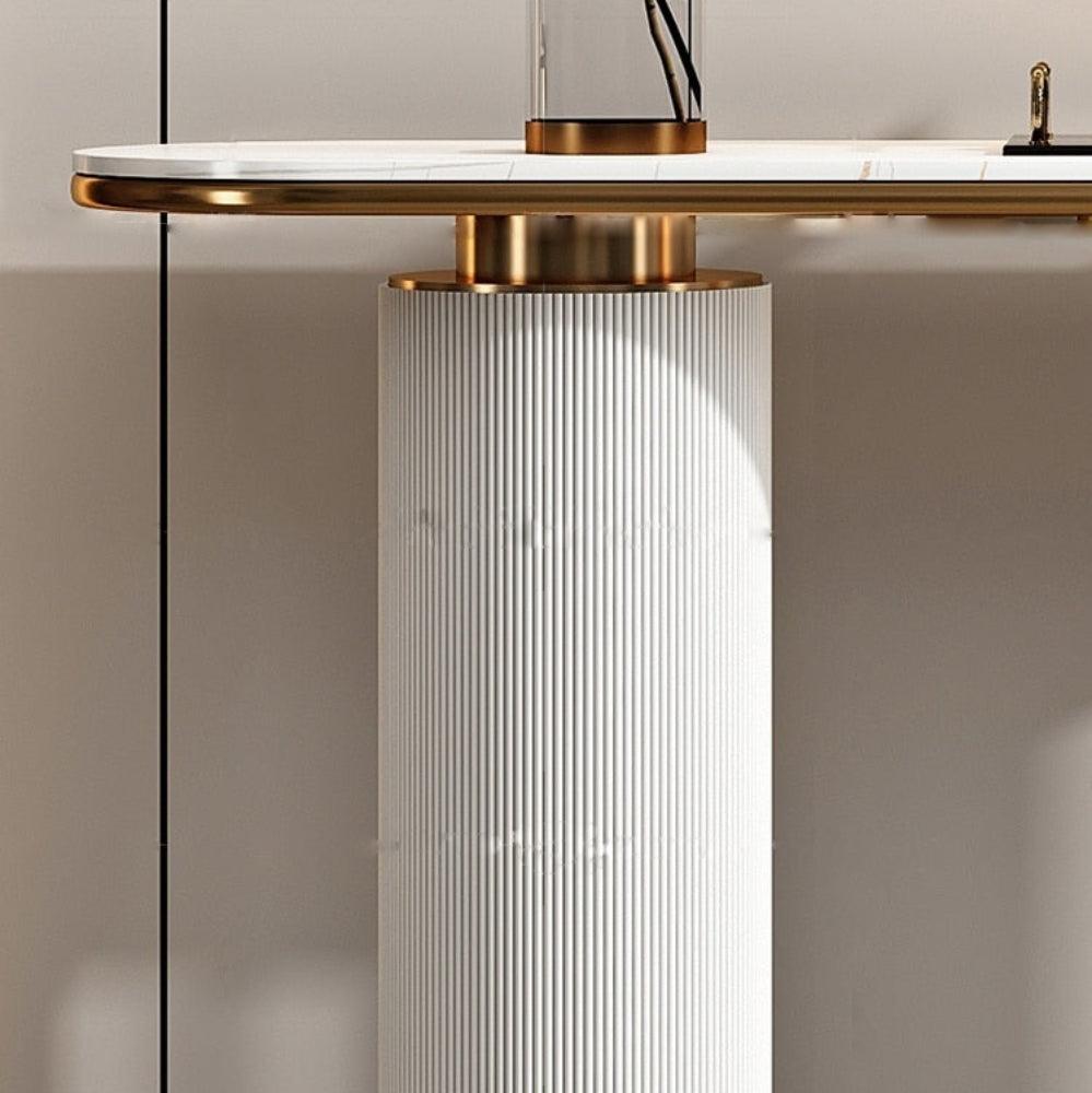 Lixra White Marble Top Modern Accent Table