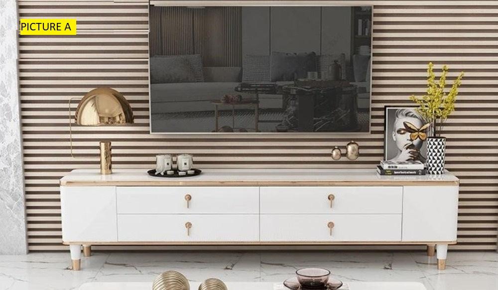 Lixra White Wooden Finish Modern TV Stand