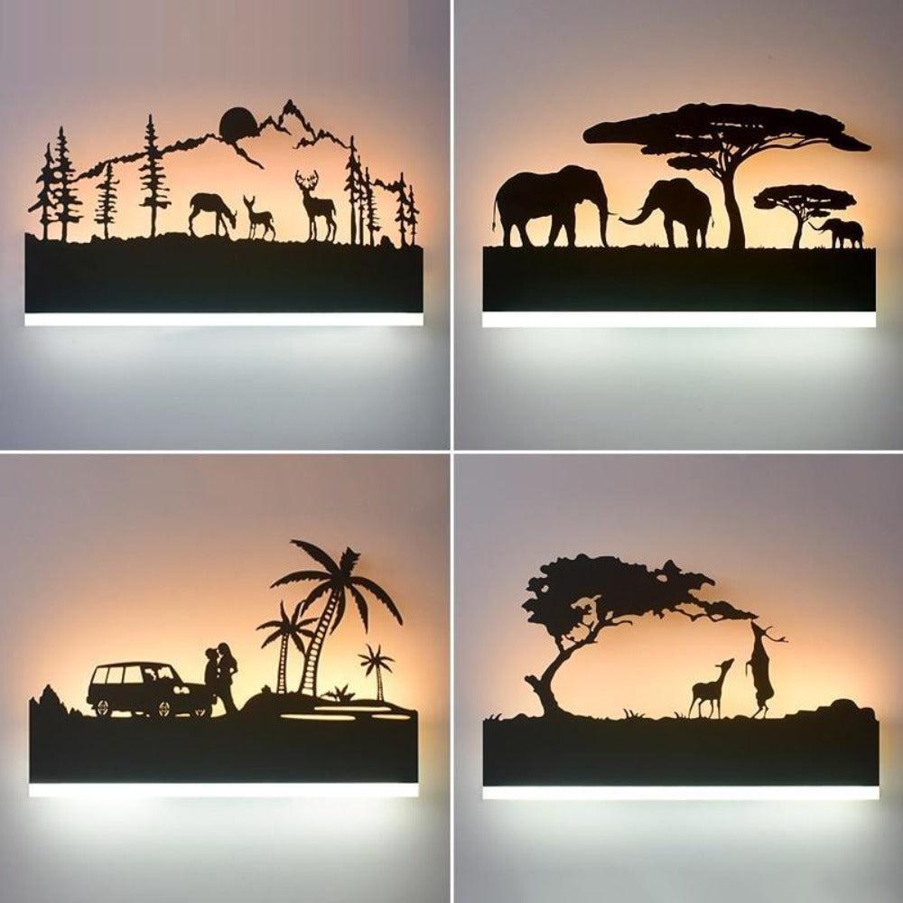 Lixra Wild Black Wood Art Wall Sconces