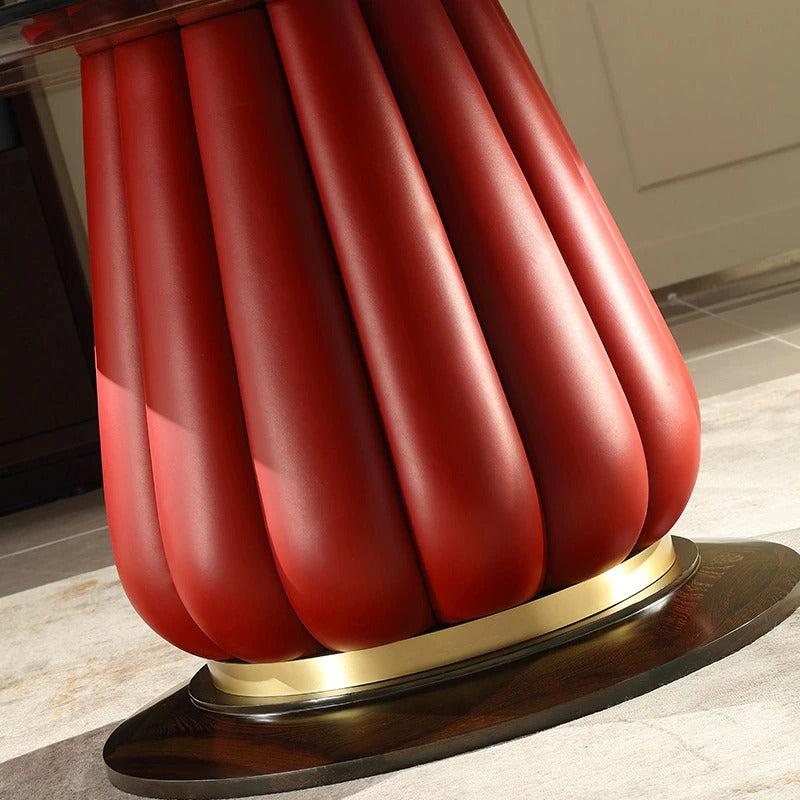 Lixra Wooden Base With Marble-Top Dining Table