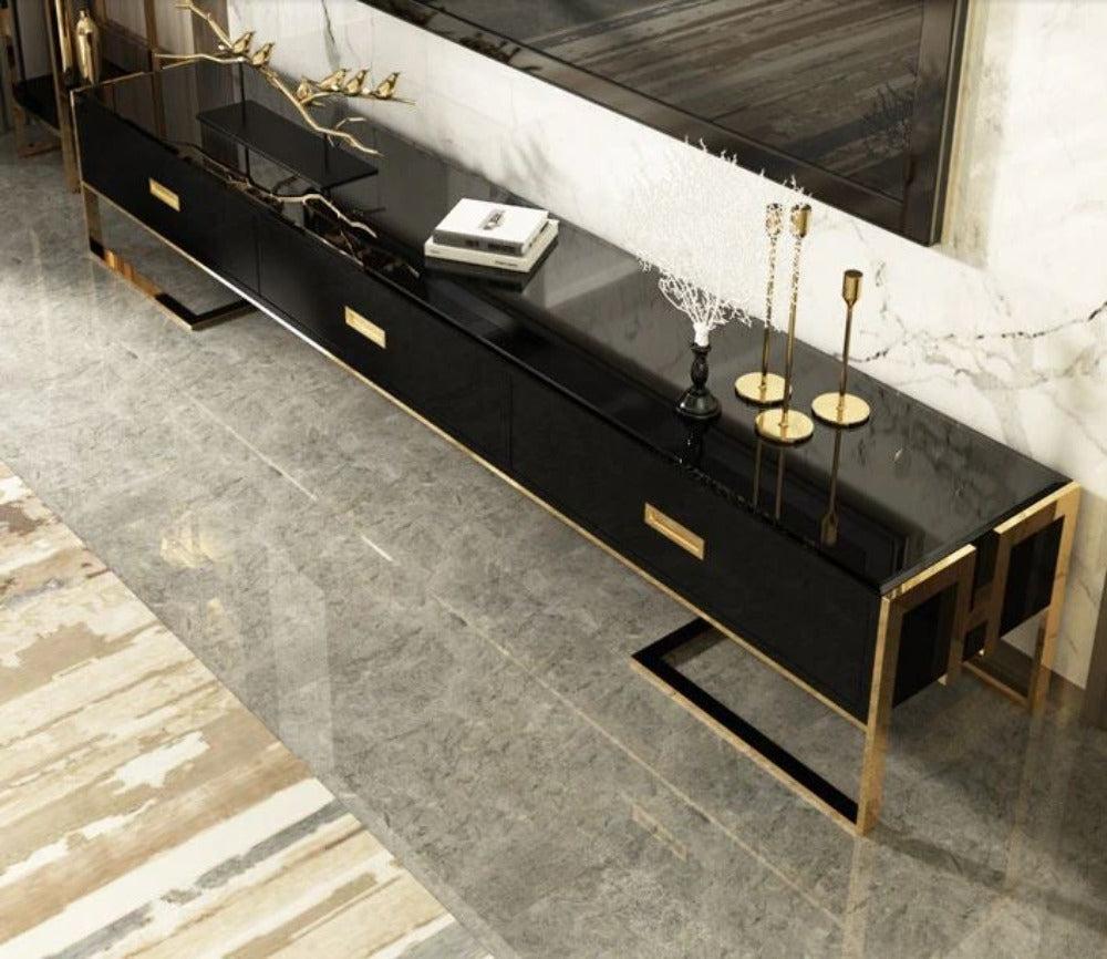Lixra Wooden Black Modern TV Stand
