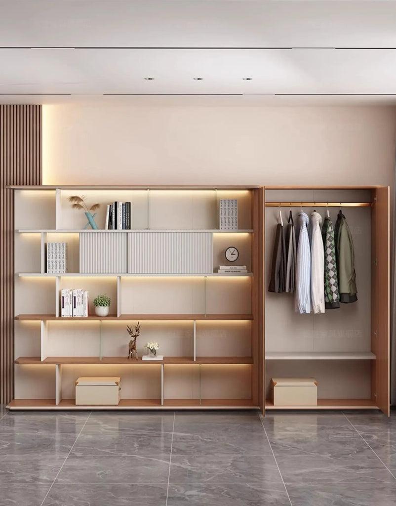 Lixra Wooden Bookshelves With LED And Cabinet