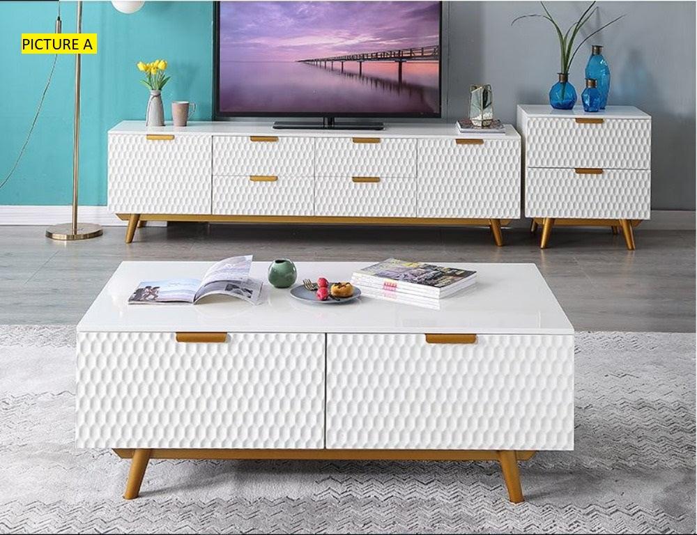 Lixra Wooden Coffee Table TV Stand And Side Table