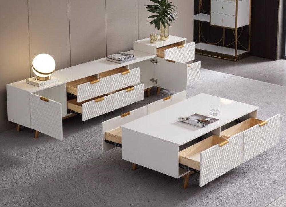 Lixra Wooden Coffee Table TV Stand And Side Table