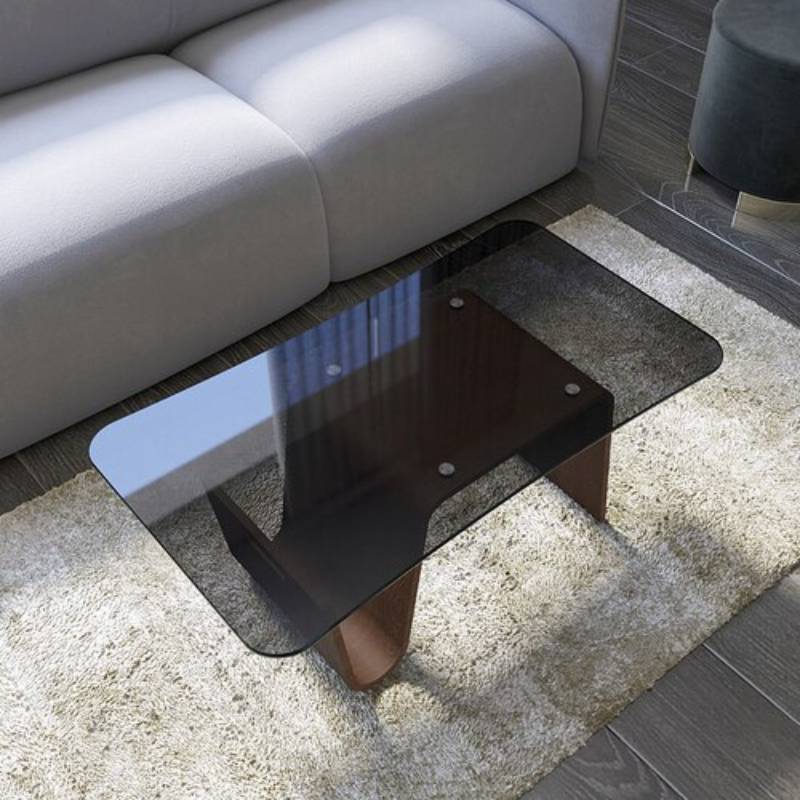 Lixra Wooden Coffee Table With Glass Tabletop