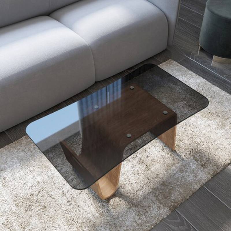 Lixra Wooden Coffee Table With Glass Tabletop