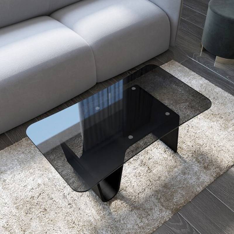 lixra Wooden Coffee Table With Glass Tabletop
