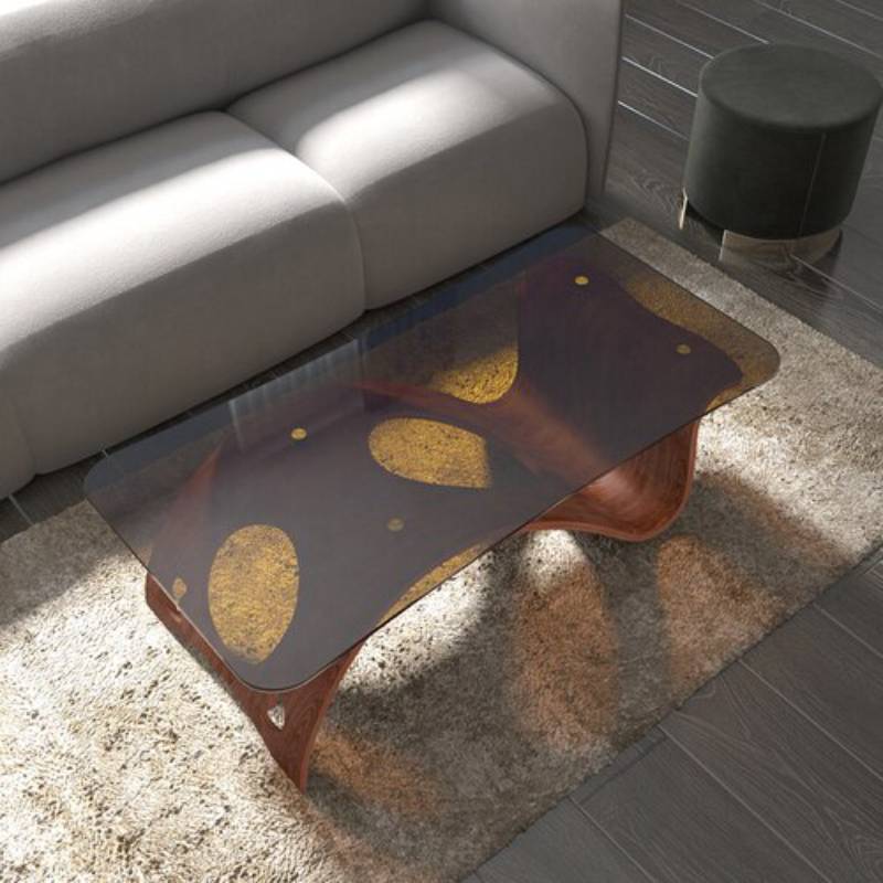 Lixra Wooden Coffee Table With Transparent Glass