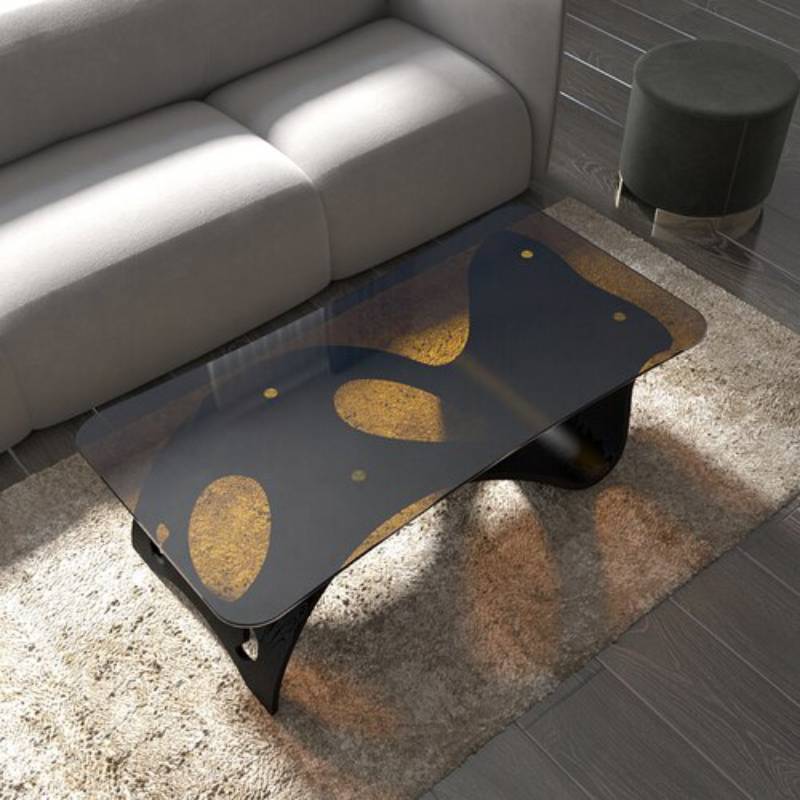 lixra Wooden Coffee Table with Transparent Glass