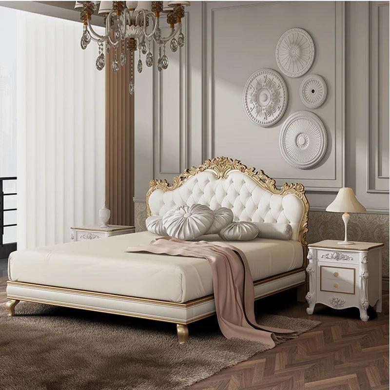 Lixra Wooden Crafted European Style Leather Bed
