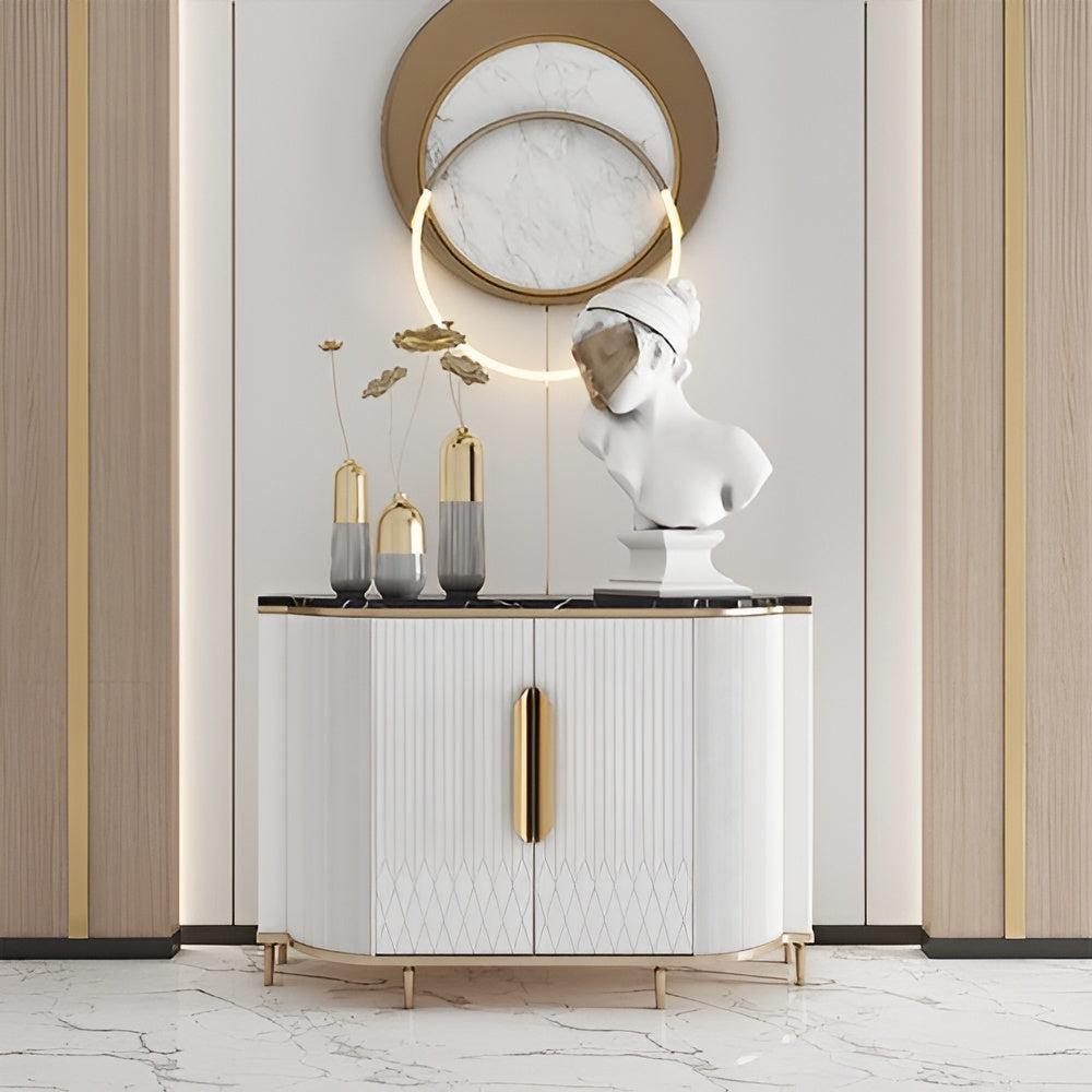 lixra Wooden Door Buffet Table with Marble Top