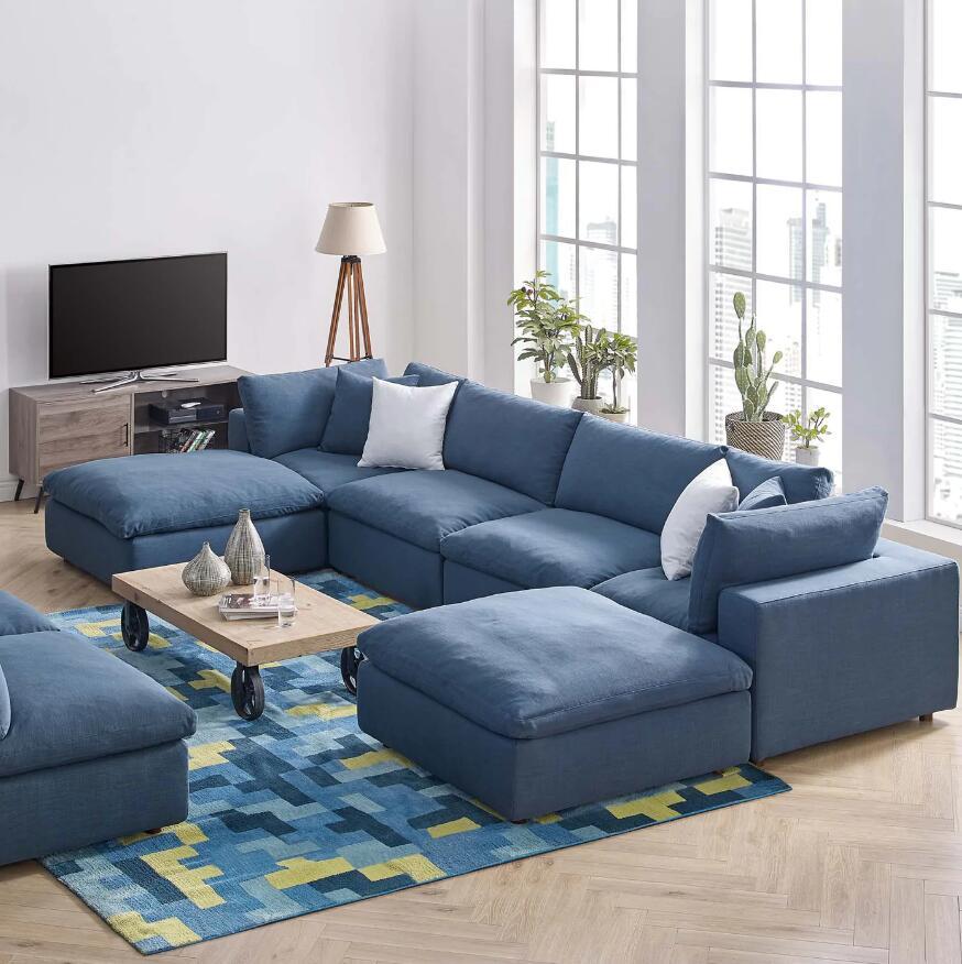 Lixra Wooden Fabric Sectional Sofa Set