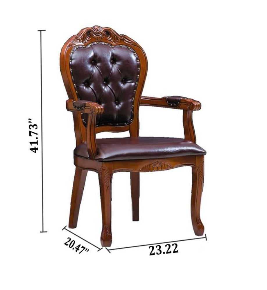 Lixra Wooden Finish Leather Dining Chairs