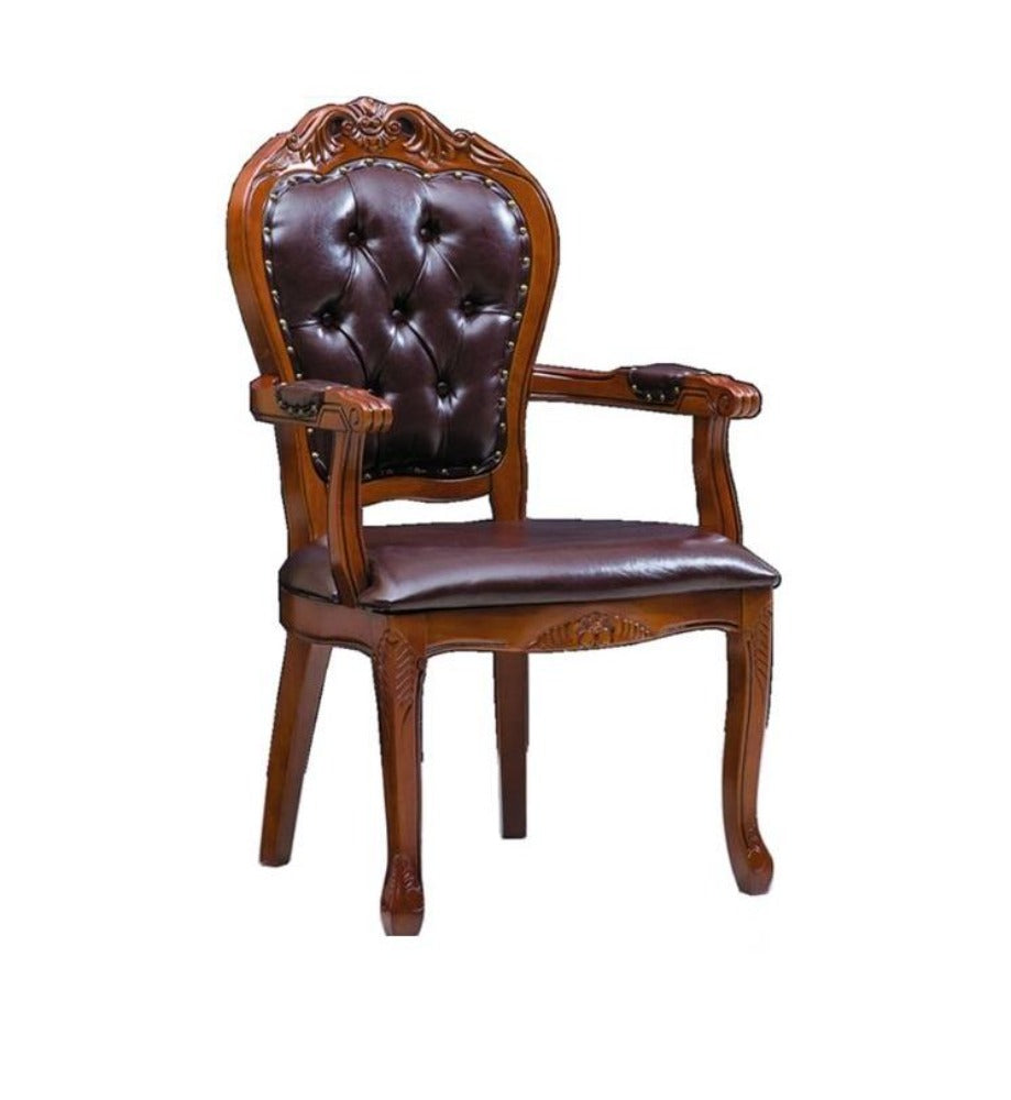 lixra Wooden Finish Leather Dining Chairs