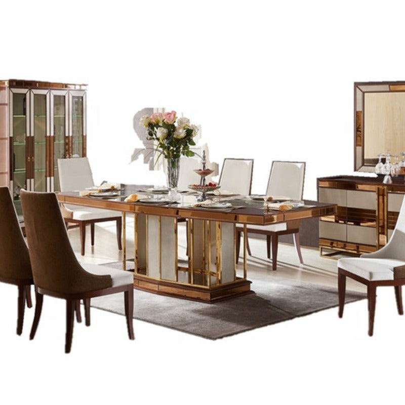 Lixra Wooden Finish Palatial Dining Table Set