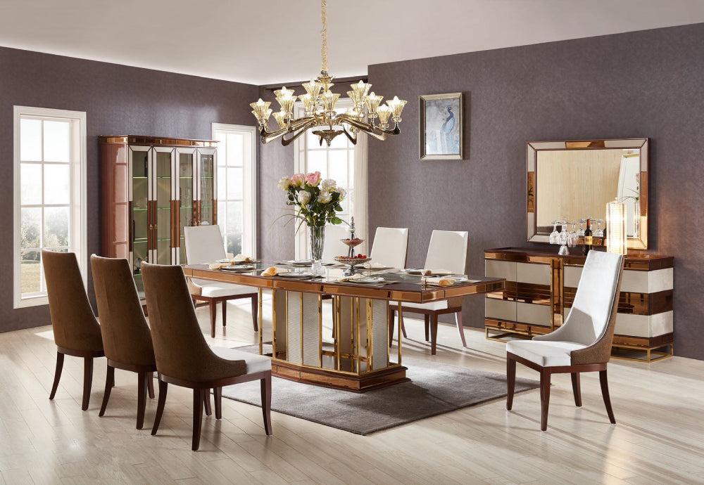 lixra Wooden Finish Palatial Dining Table Set