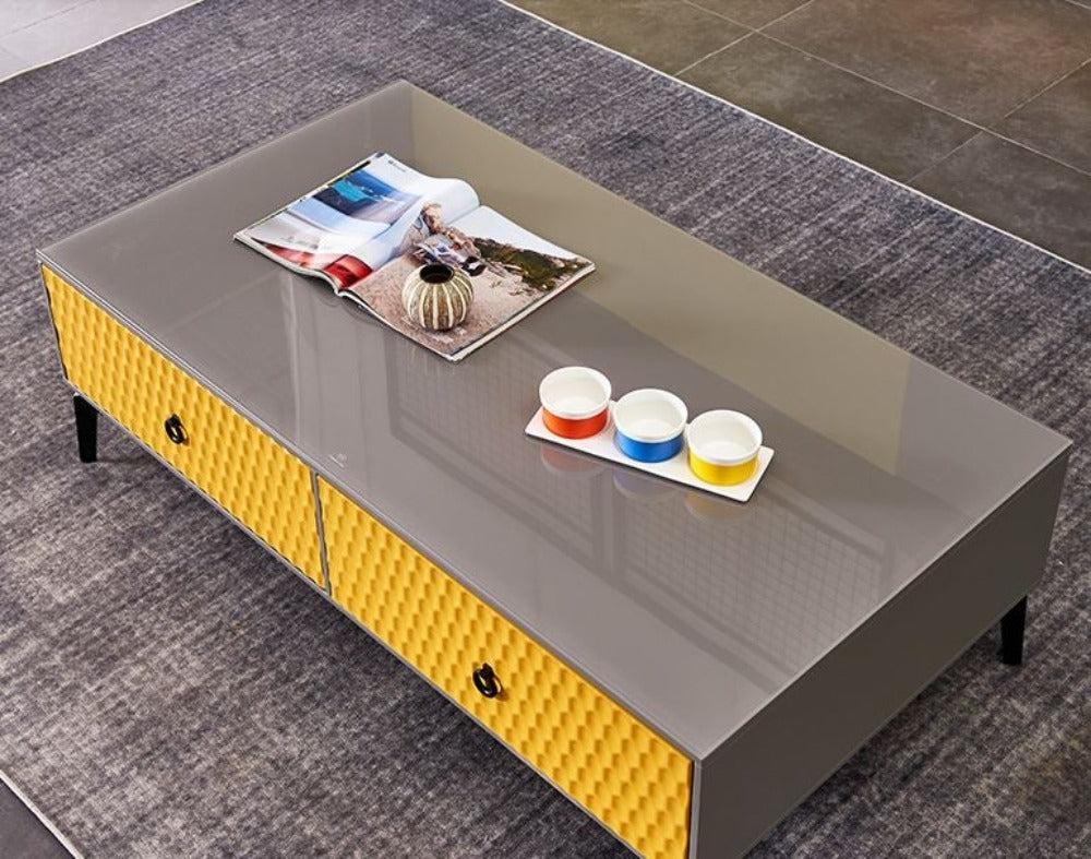 Lixra Wooden Frame Glass Coffee Table