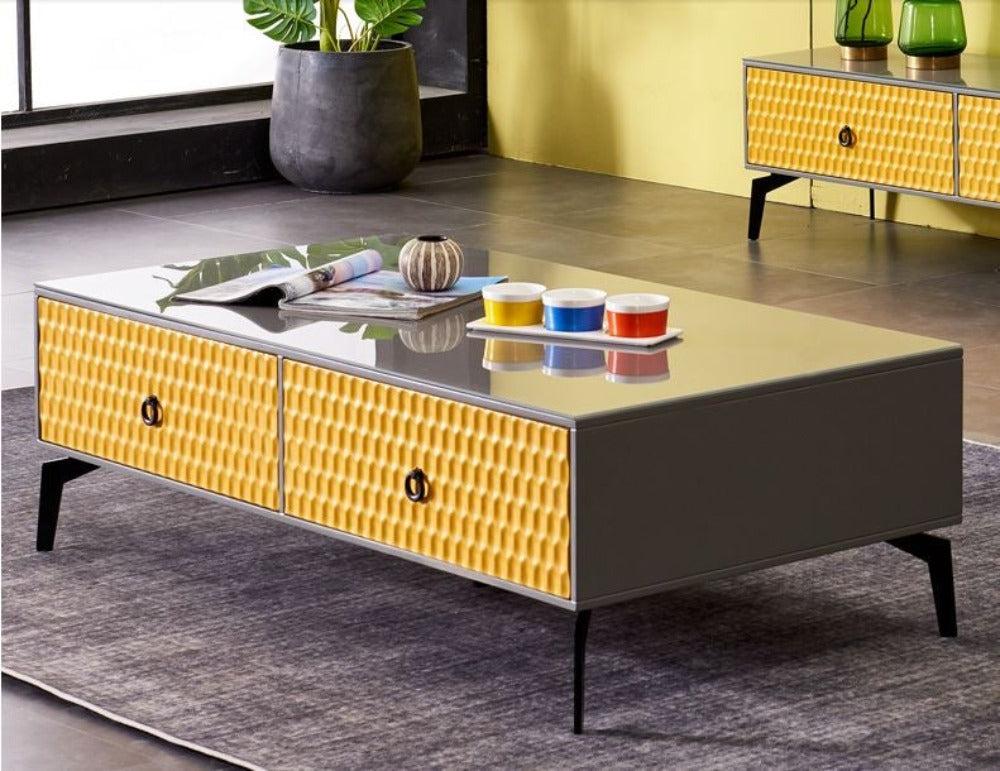 Lixra Wooden Frame Glass Coffee Table