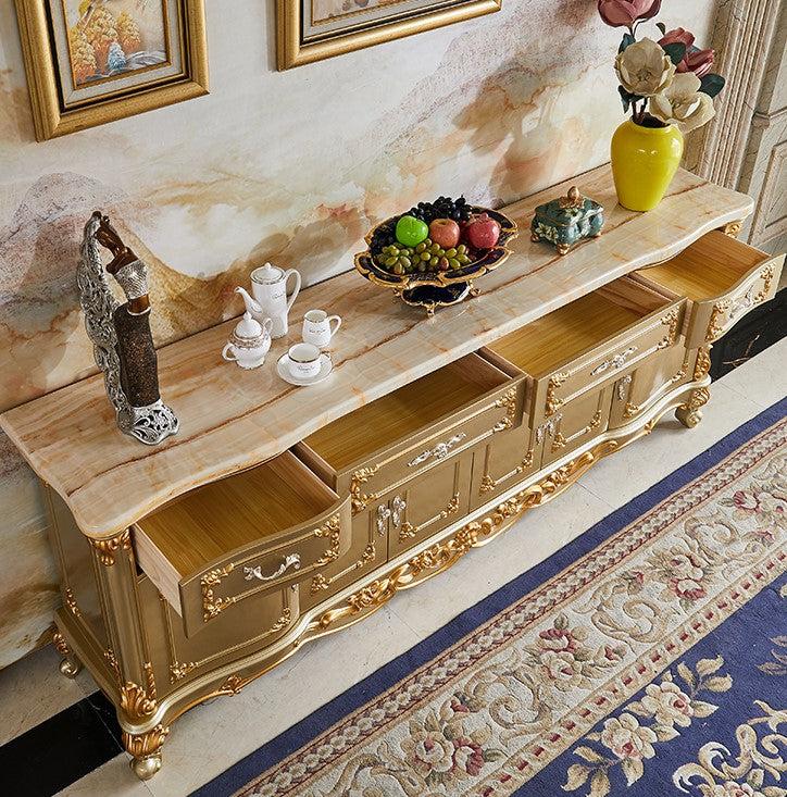 Lixra Wooden Golden Finish Modern Buffet Table