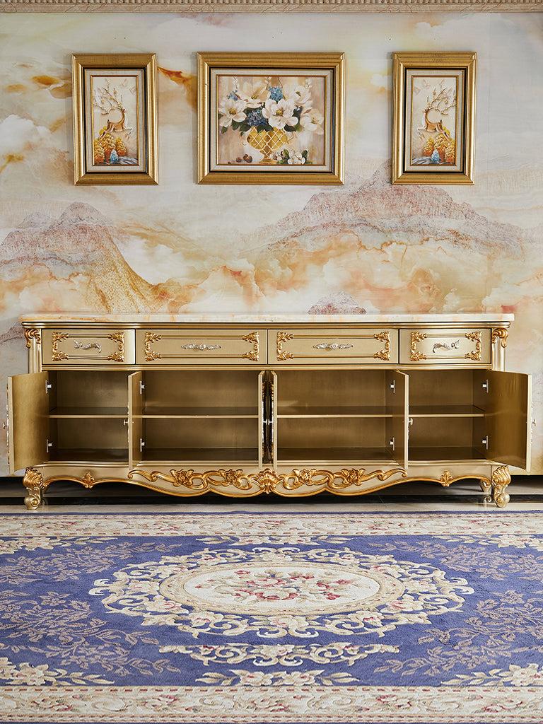 Lixra Wooden Golden Finish Modern Buffet Table