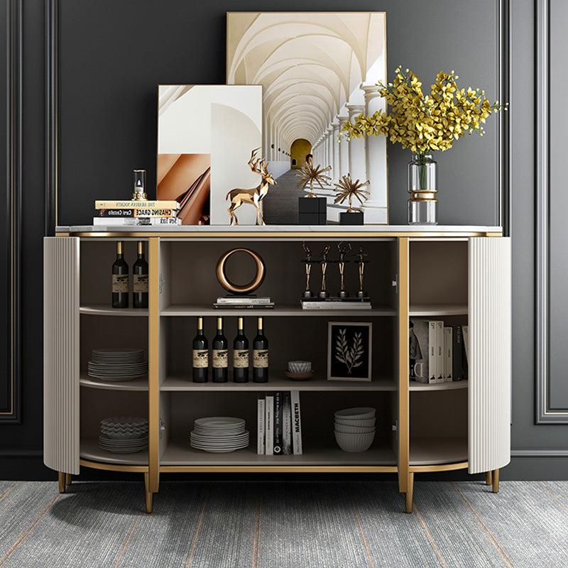 Lixra Wooden Modern Buffet Table With Marble Top