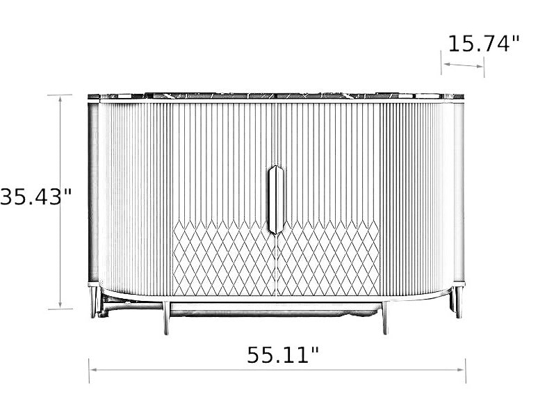 Lixra Wooden Modern Buffet Table With Marble Top