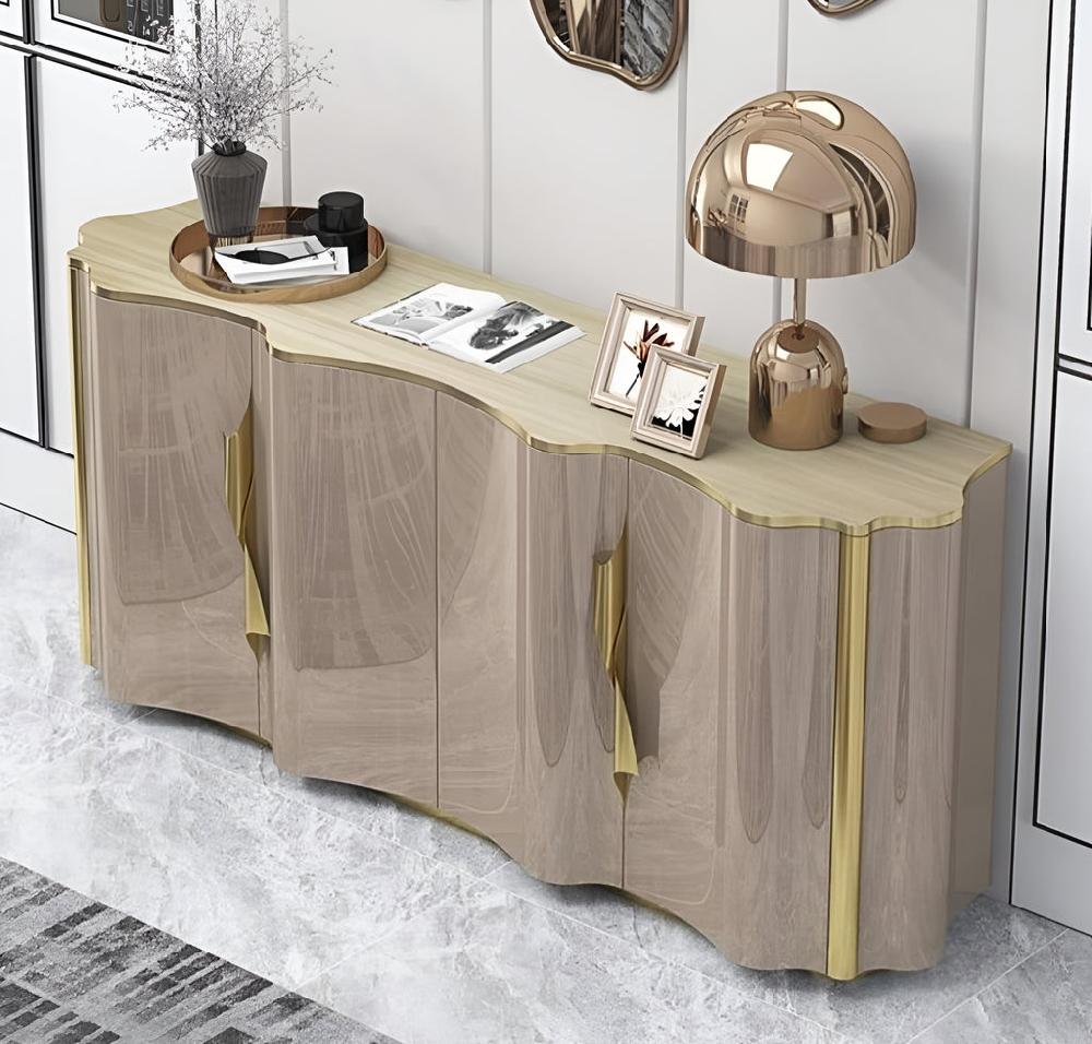 Lixra Wooden Modern Buffet Table With Metal Base