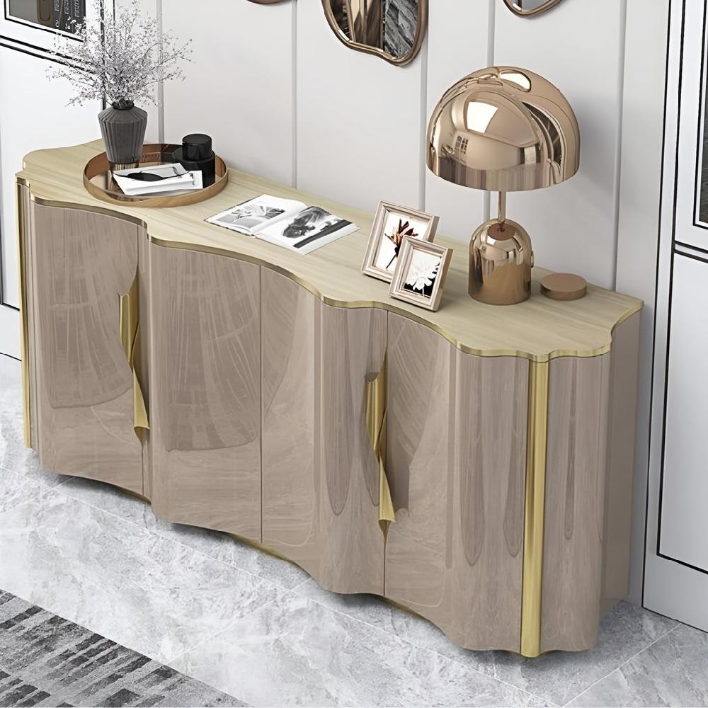 Lixra Wooden Modern Buffet Table With Metal Base