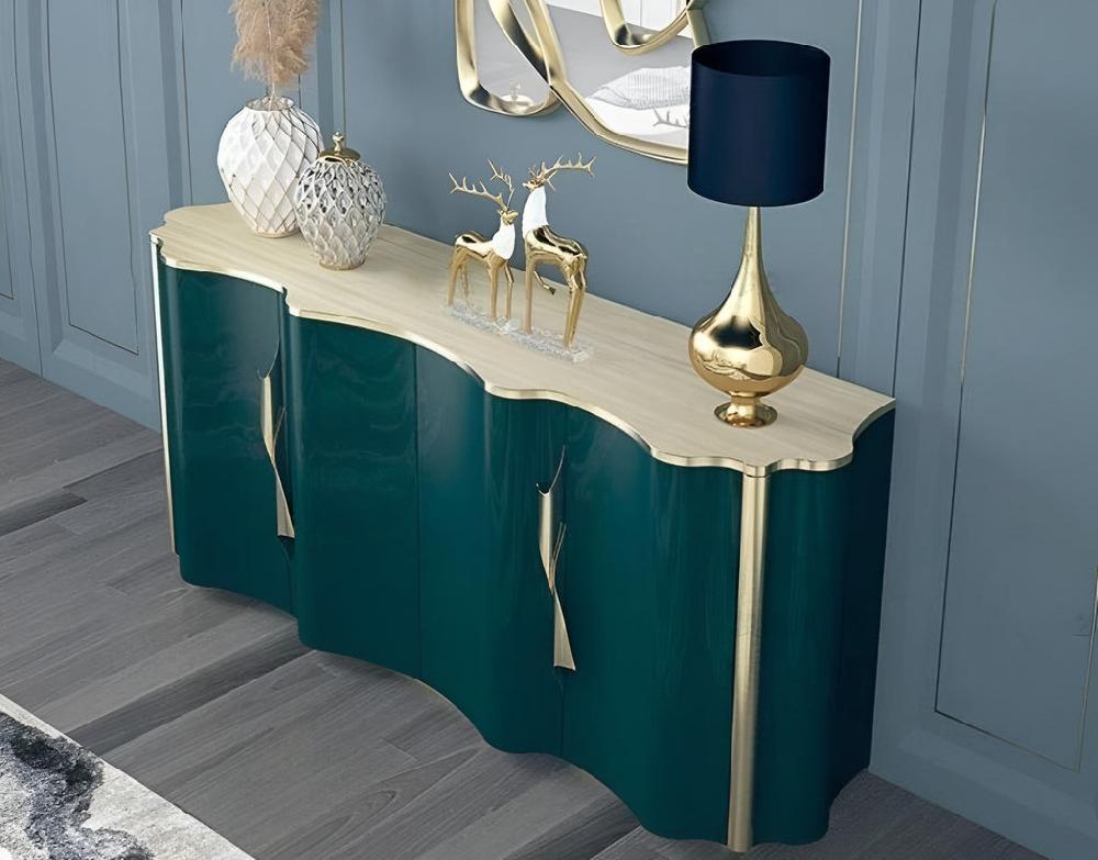 Lixra Wooden Modern Buffet Table With Metal Base