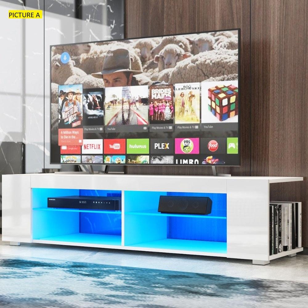 Lixra Wooden Modern TV Stand With LED