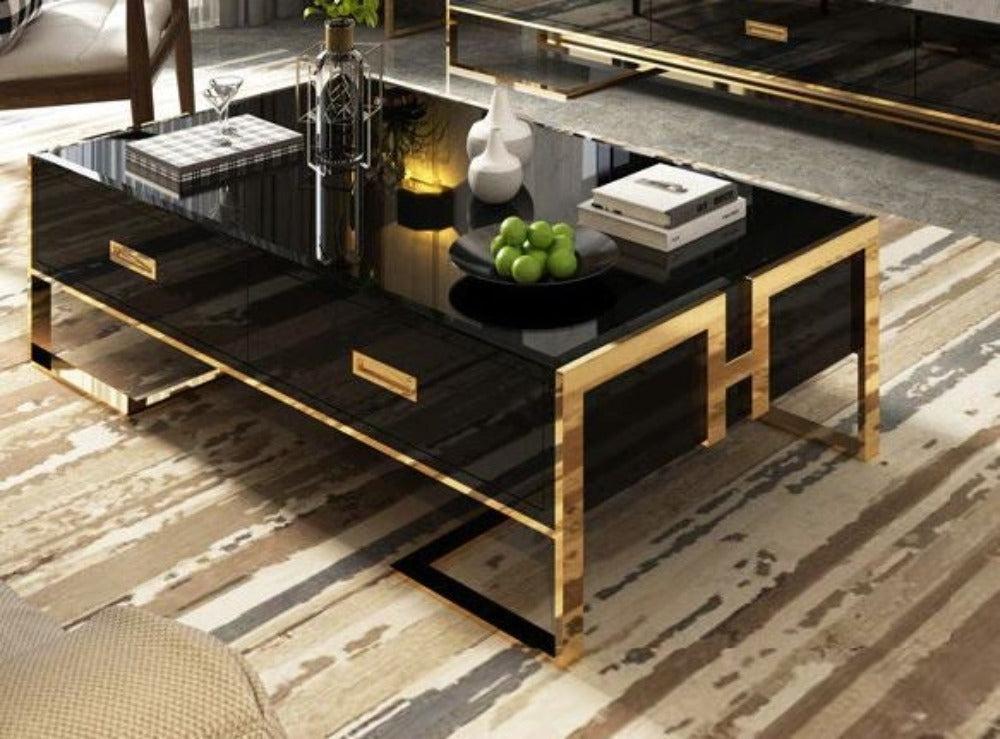 Lixra Wooden Rectangular Shiny Coffee Table
