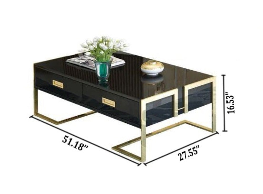 Lixra Wooden Rectangular Shiny Coffee Table