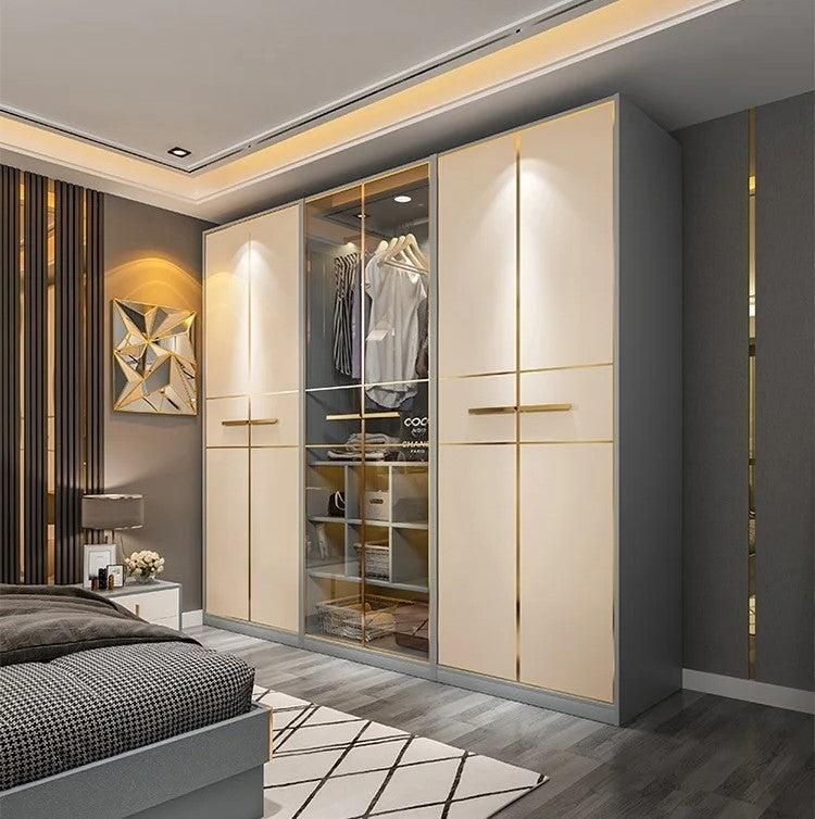 Lixra Wooden Storage And Glass Door Wardrobe