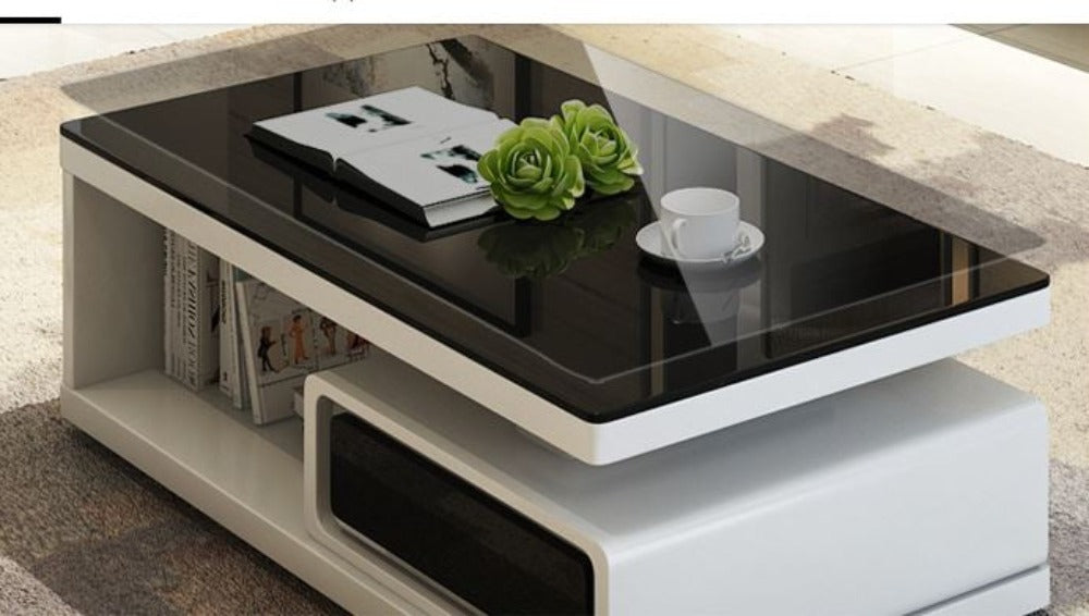 Lixra Wooden Structure Coffee Table With Glass Top