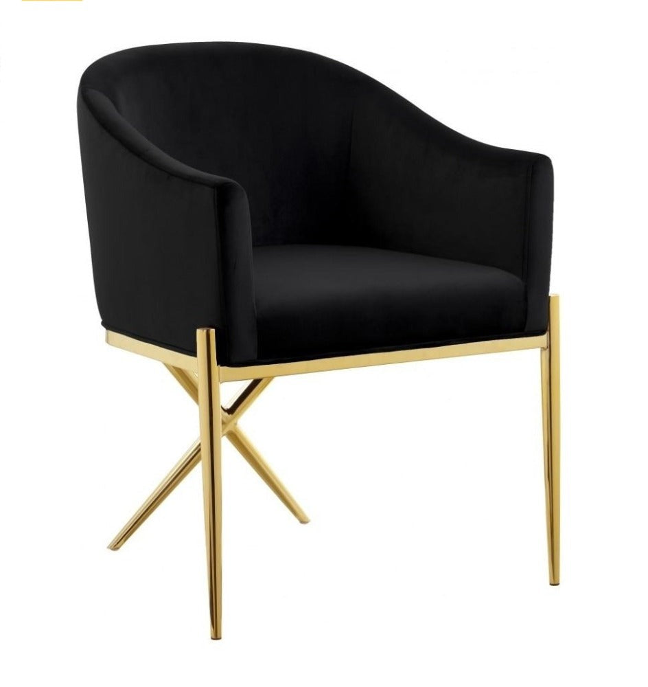 Lixra X-Base Stylish Velvet Dining Chairs Set